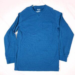 Duluth Trading Burly Thermal Waffle Knit Crew Long Sleeve Shirt Mens Large Blue